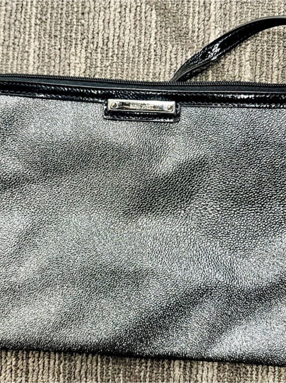 Nine West Metallic Silver & Black Wristlet